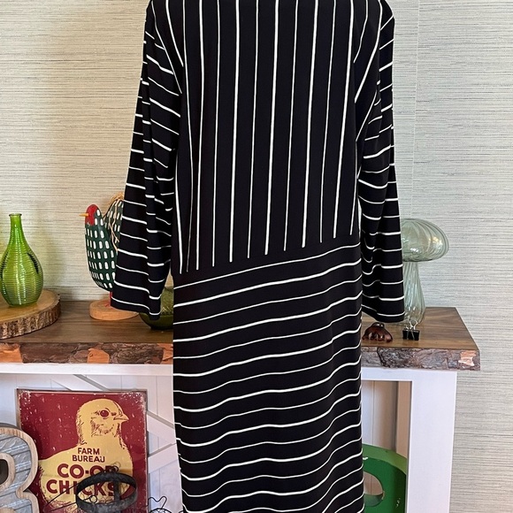 HABITAT Soho Stripe Swing Dress Shift Black White Womens Size Large Asymmetrical - Picture 5 of 9
